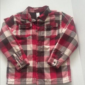 Gymboree Red and Brown Plaid Button Down Shirt fleece lined